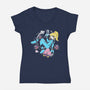 Space Mama-Womens-V-Neck-Tee-naomori