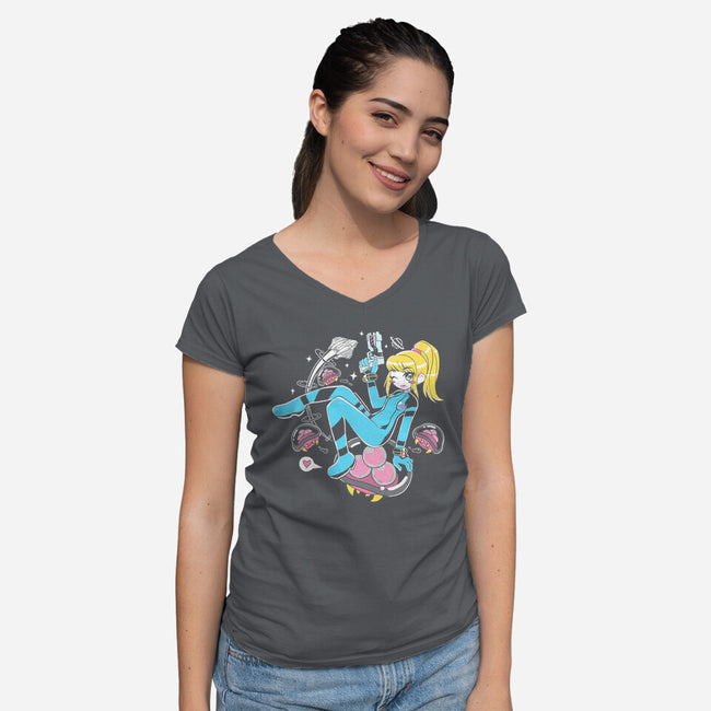 Space Mama-Womens-V-Neck-Tee-naomori