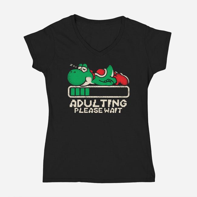 Yoshi's Adulting-Womens-V-Neck-Tee-turborat14