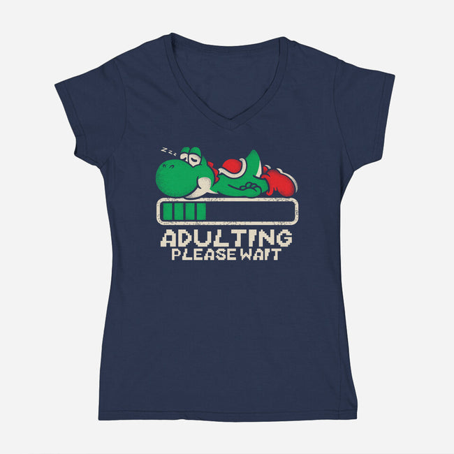 Yoshi's Adulting-Womens-V-Neck-Tee-turborat14