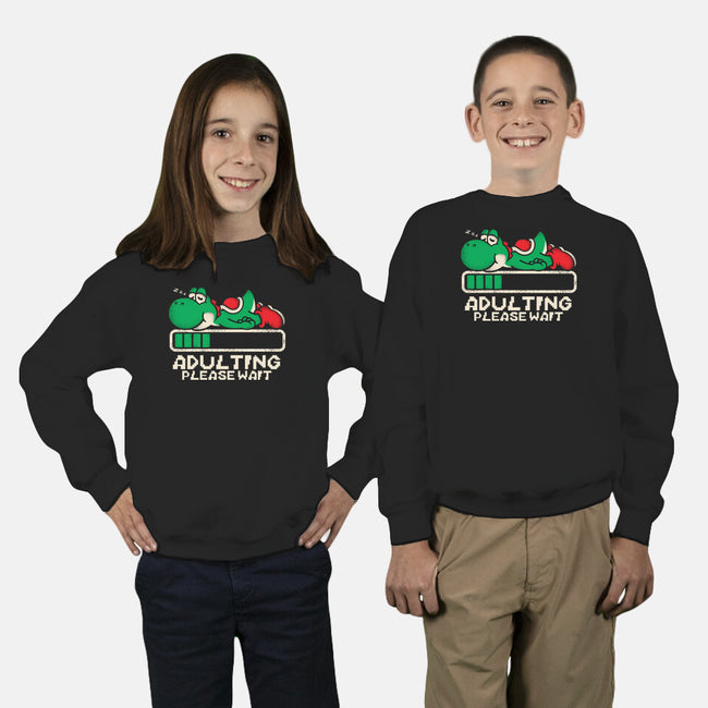 Yoshi's Adulting-Youth-Crew Neck-Sweatshirt-turborat14
