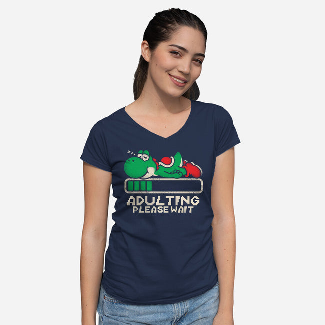 Yoshi's Adulting-Womens-V-Neck-Tee-turborat14