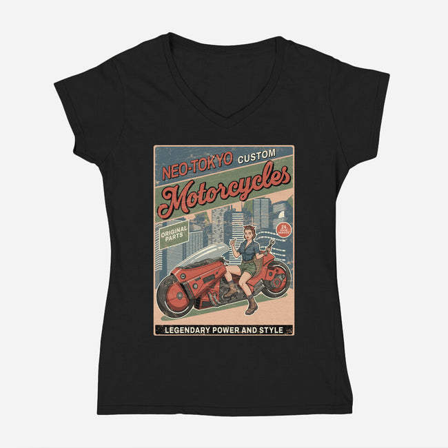 Neo Tokio Custom-Womens-V-Neck-Tee-JCMaziu