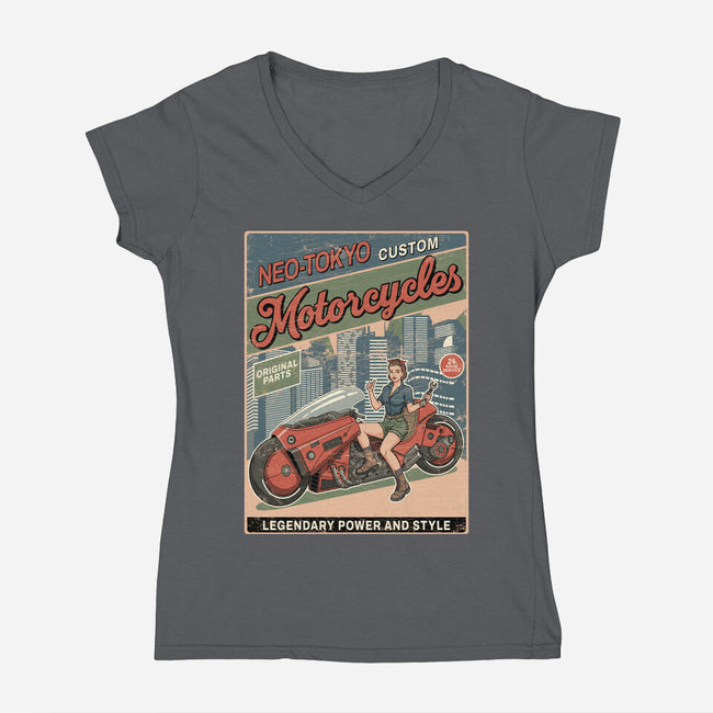 Neo Tokio Custom-Womens-V-Neck-Tee-JCMaziu