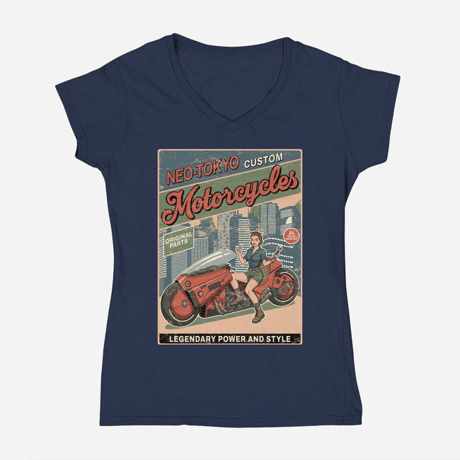 Neo Tokio Custom-Womens-V-Neck-Tee-JCMaziu