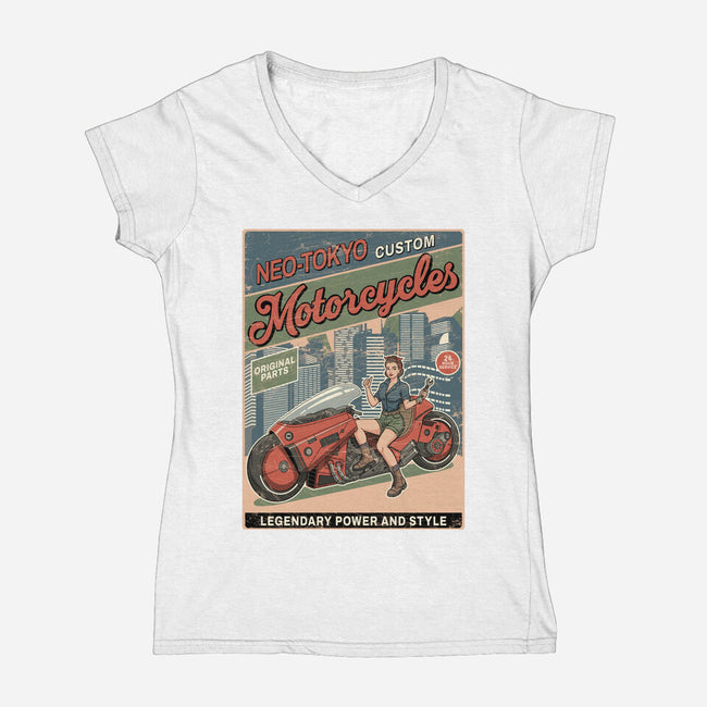 Neo Tokio Custom-Womens-V-Neck-Tee-JCMaziu