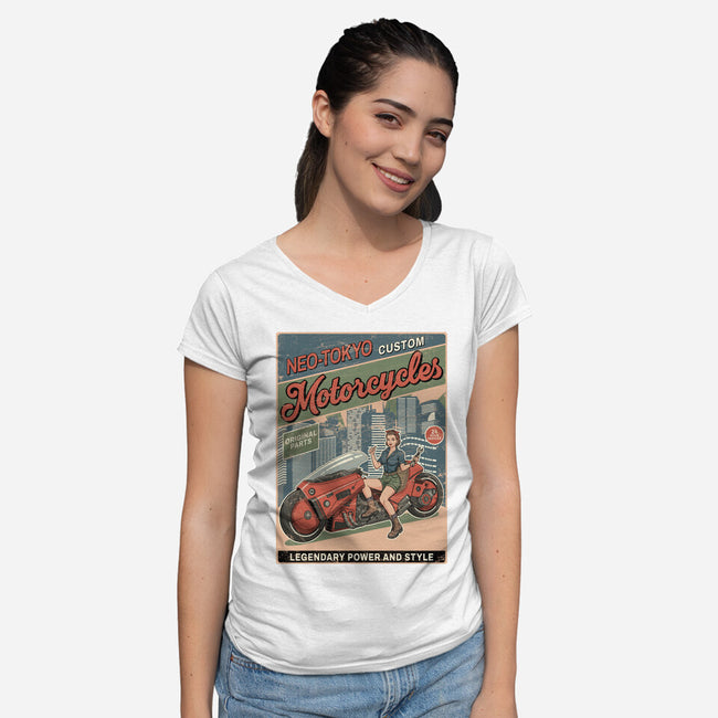Neo Tokio Custom-Womens-V-Neck-Tee-JCMaziu