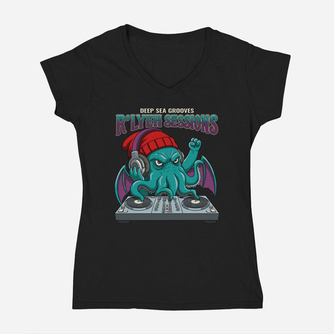 Deep Sea Grooves-Womens-V-Neck-Tee-JCMaziu