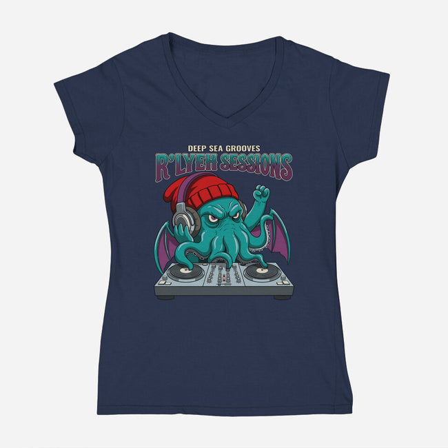 Deep Sea Grooves-Womens-V-Neck-Tee-JCMaziu
