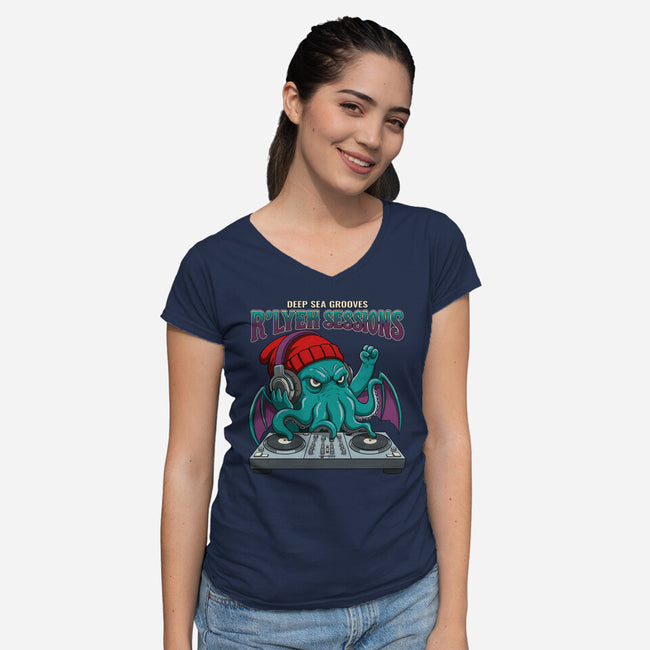 Deep Sea Grooves-Womens-V-Neck-Tee-JCMaziu