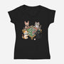 Cat Mahjong-Womens-V-Neck-Tee-GoshWow