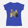 Cat Mahjong-Womens-V-Neck-Tee-GoshWow