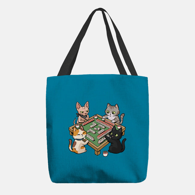 Cat Mahjong-None-Basic Tote-Bag-GoshWow