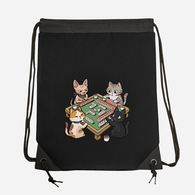 Cat Mahjong-None-Drawstring-Bag-GoshWow