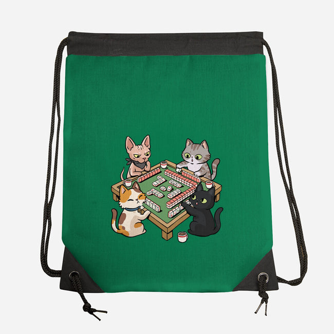 Cat Mahjong-None-Drawstring-Bag-GoshWow