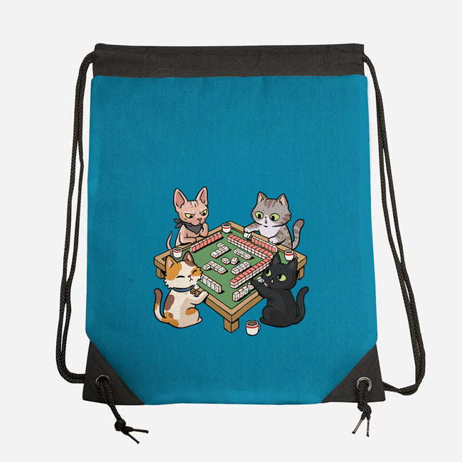 Cat Mahjong-None-Drawstring-Bag-GoshWow