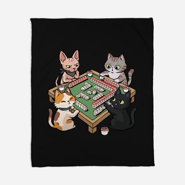 Cat Mahjong-None-Fleece-Blanket-GoshWow