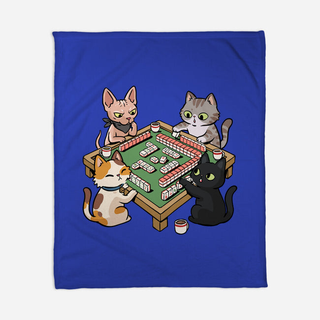 Cat Mahjong-None-Fleece-Blanket-GoshWow