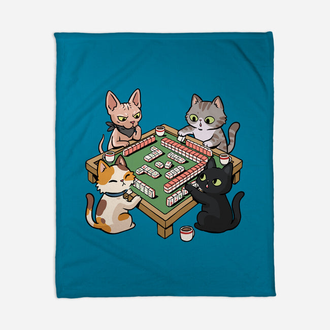 Cat Mahjong-None-Fleece-Blanket-GoshWow