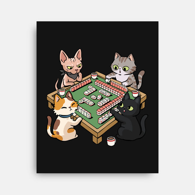 Cat Mahjong-None-Stretched-Canvas-GoshWow