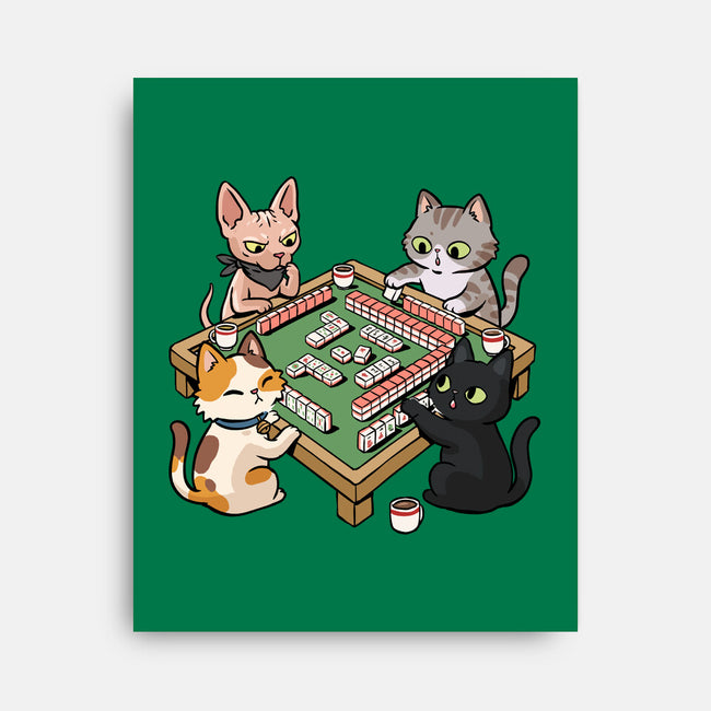 Cat Mahjong-None-Stretched-Canvas-GoshWow