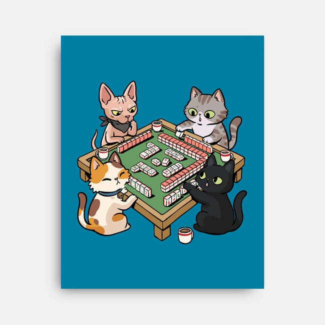Cat Mahjong-None-Stretched-Canvas-GoshWow