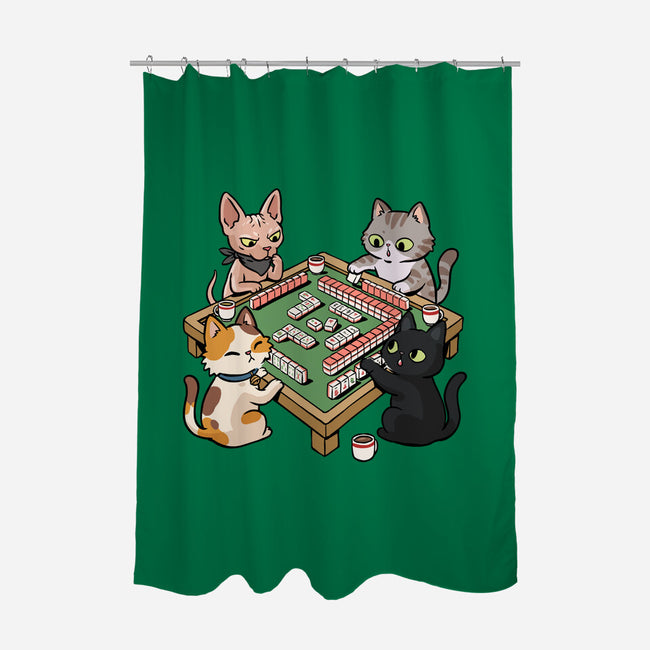 Cat Mahjong-None-Polyester-Shower Curtain-GoshWow