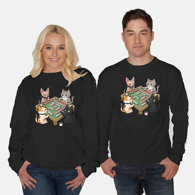Cat Mahjong-Unisex-Crew Neck-Sweatshirt-GoshWow
