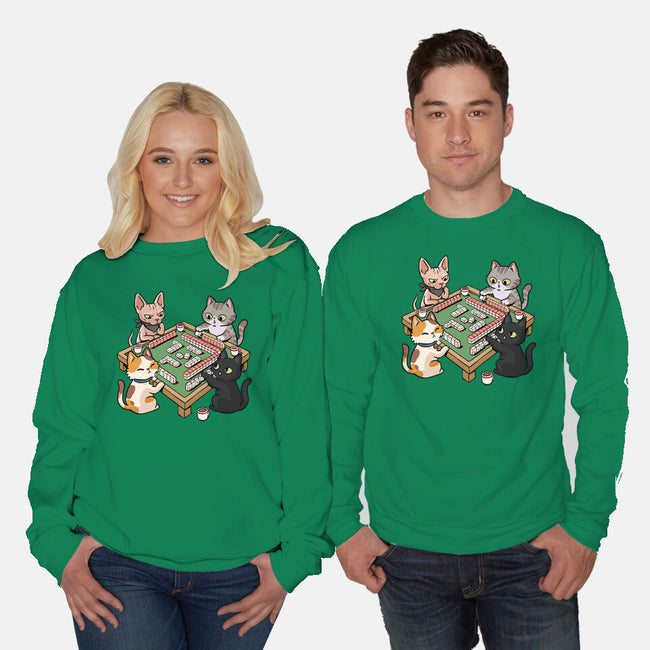Cat Mahjong-Unisex-Crew Neck-Sweatshirt-GoshWow