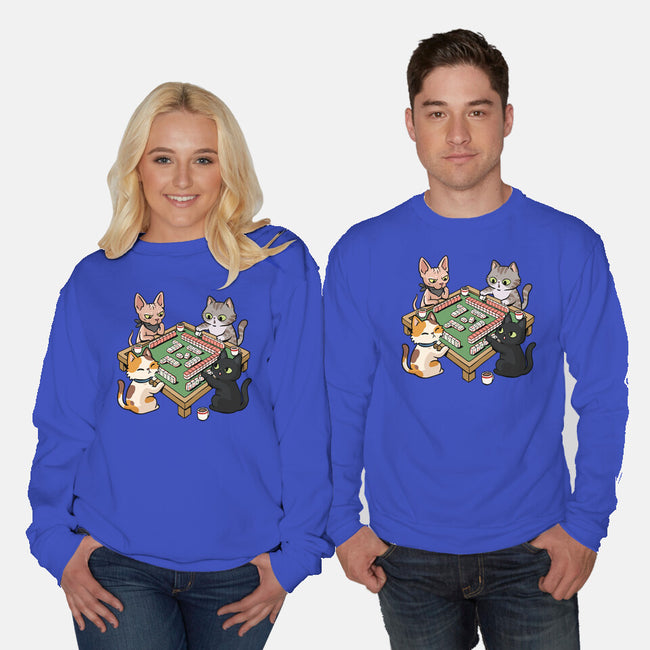 Cat Mahjong-Unisex-Crew Neck-Sweatshirt-GoshWow