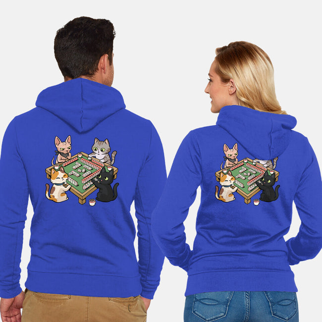 Cat Mahjong-Unisex-Zip-Up-Sweatshirt-GoshWow
