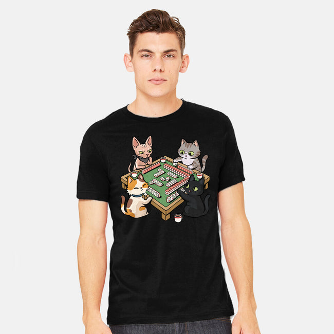 Cat Mahjong-Mens-Heavyweight-Tee-GoshWow