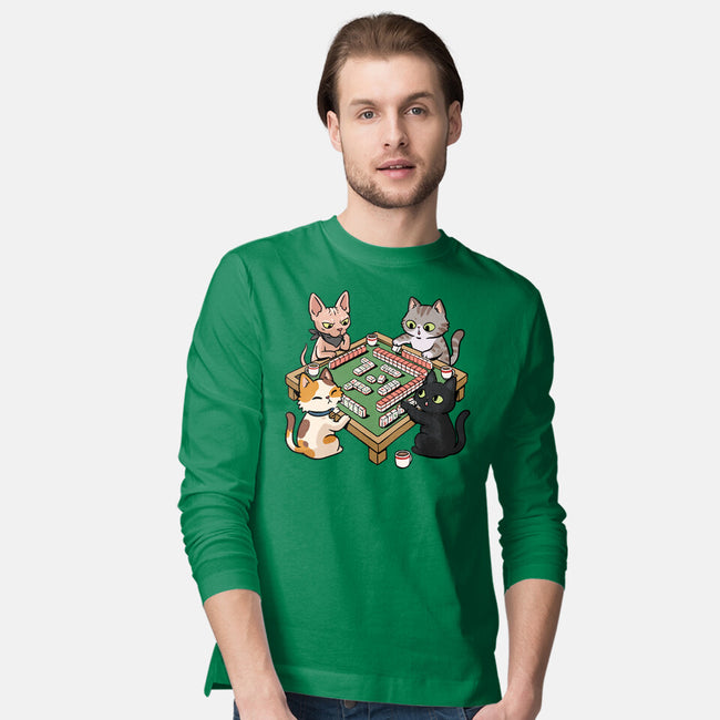 Cat Mahjong-Mens-Long Sleeved-Tee-GoshWow