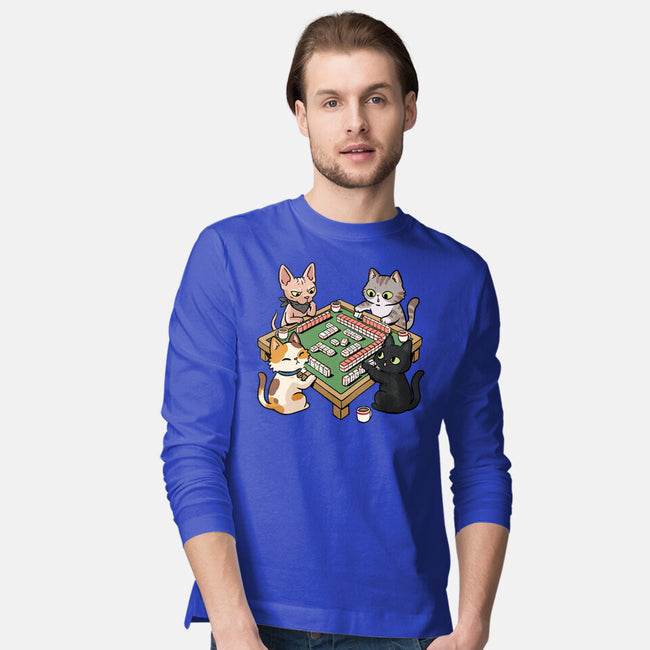 Cat Mahjong-Mens-Long Sleeved-Tee-GoshWow