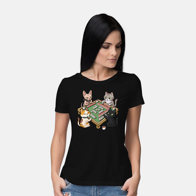 Cat Mahjong-Womens-Basic-Tee-GoshWow