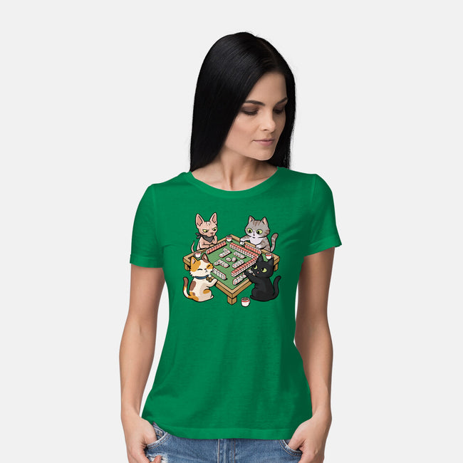 Cat Mahjong-Womens-Basic-Tee-GoshWow