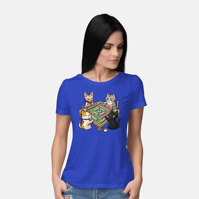 Cat Mahjong-Womens-Basic-Tee-GoshWow