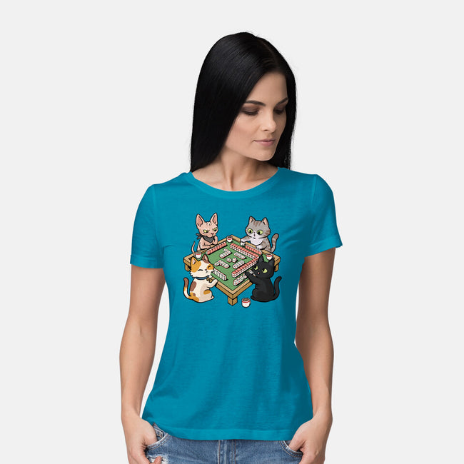 Cat Mahjong-Womens-Basic-Tee-GoshWow