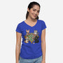 Cat Mahjong-Womens-V-Neck-Tee-GoshWow