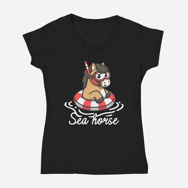 Literal Sea Horse-Womens-V-Neck-Tee-NemiMakeit