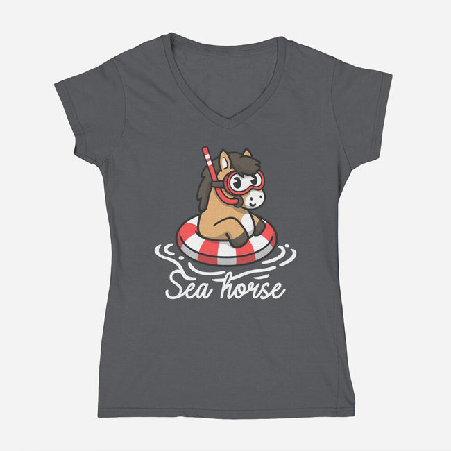 Literal Sea Horse-Womens-V-Neck-Tee-NemiMakeit