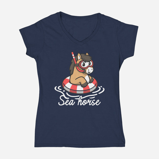 Literal Sea Horse-Womens-V-Neck-Tee-NemiMakeit