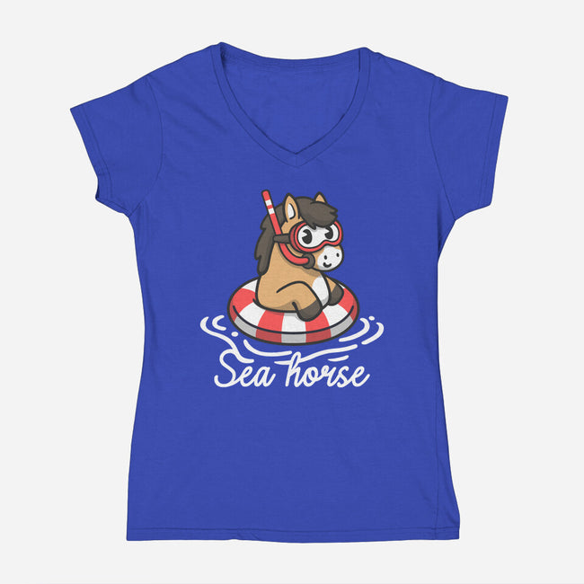 Literal Sea Horse-Womens-V-Neck-Tee-NemiMakeit