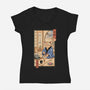 Tea Cat Meowster-Womens-V-Neck-Tee-vp021