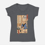 Tea Cat Meowster-Womens-V-Neck-Tee-vp021