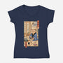 Tea Cat Meowster-Womens-V-Neck-Tee-vp021