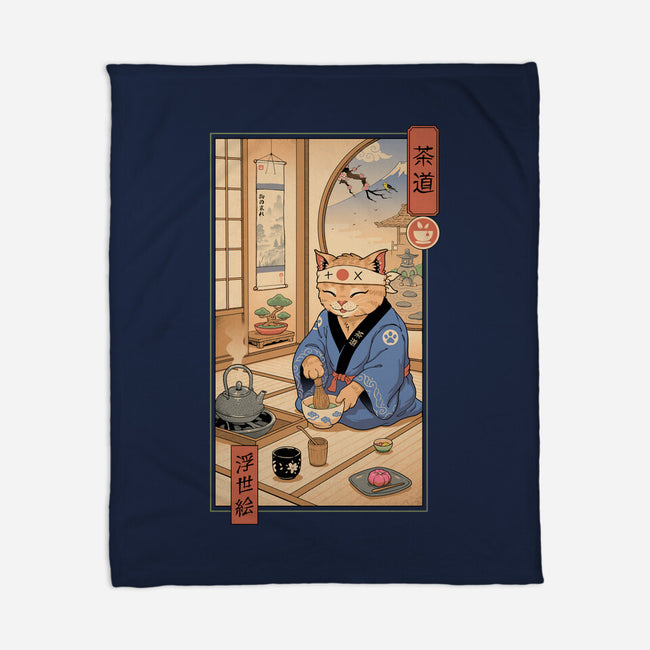 Tea Cat Meowster-None-Fleece-Blanket-vp021
