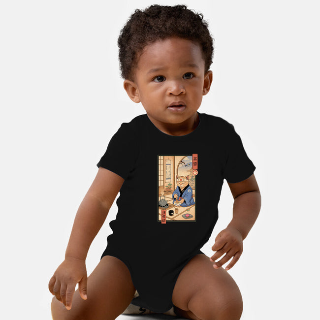 Tea Cat Meowster-Baby-Basic-Onesie-vp021