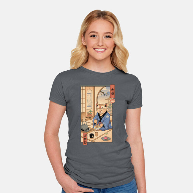 Tea Cat Meowster-Womens-Fitted-Tee-vp021