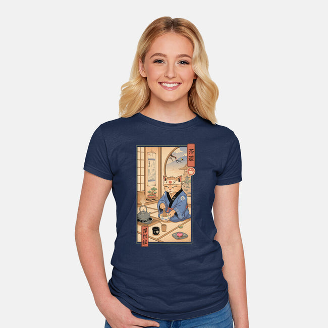 Tea Cat Meowster-Womens-Fitted-Tee-vp021